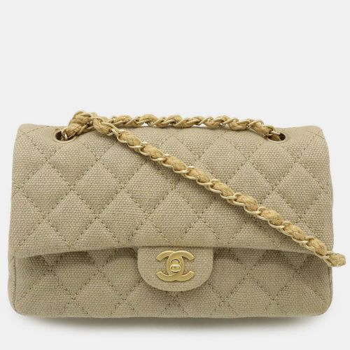 Chanel Matelasse Coco Mark Chain Shoulder Bag Linen Canvas Beige - Chanel - Modalova