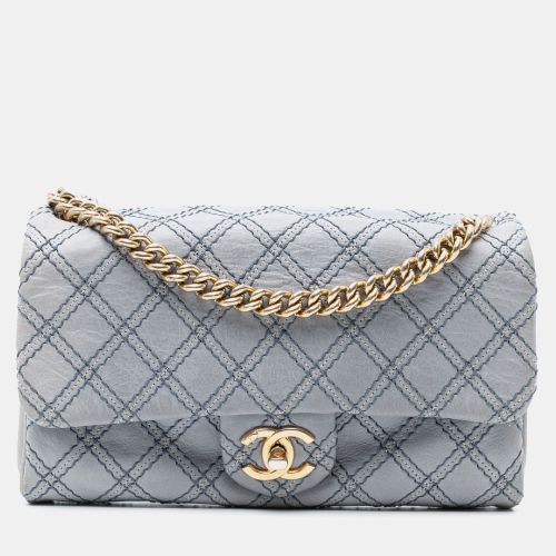 Chanel Blue Chanel Medium Quilted Calfskin Triple Stitched Flap - Chanel - Modalova