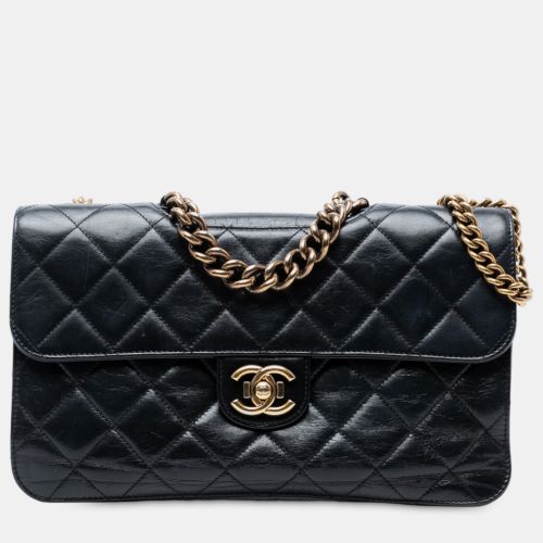 Chanel Black Large CC Quilted Glazed Calfskin Perfect Edge Flap - Chanel - Modalova