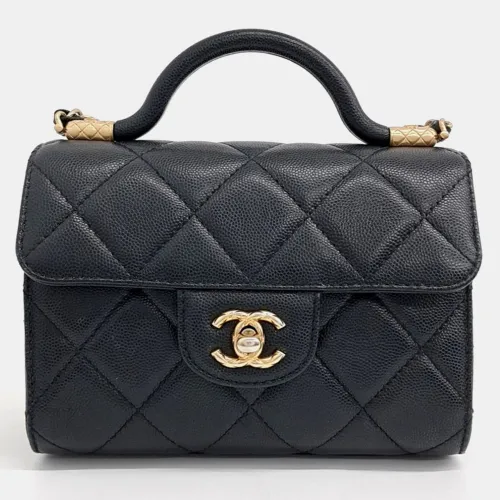 Top Handle Mini Rectangular Grained Calfskin Leather Top Handle Bag - Chanel - Modalova