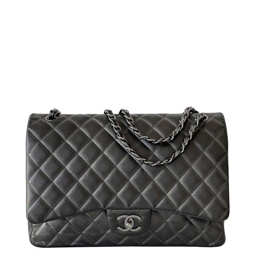 Chanel Grey Leather Classic Double Maxi Flap Bag - Chanel - Modalova