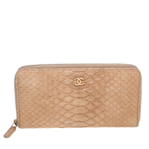 Chanel Beige Python Zip Around Wallet - Chanel - Modalova