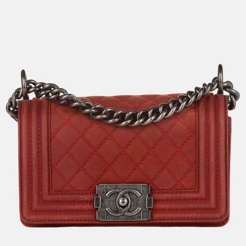 Chanel Red Caviar Leather Small Boy Flap Bag - Chanel - Modalova