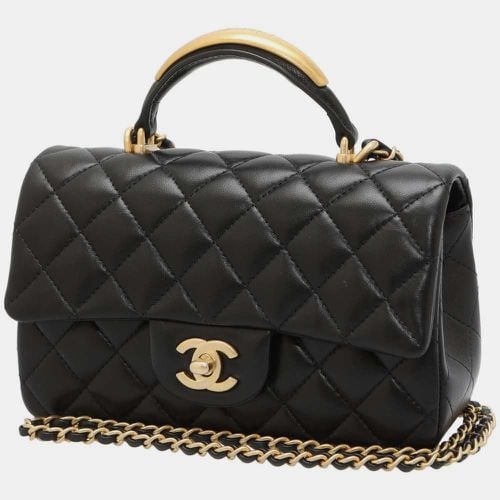 Chanel Black Lambskin Top Handle Mini Flap Bag - Chanel - Modalova