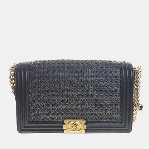 Chanel Black Woven Leather Boy Bag - Chanel - Modalova