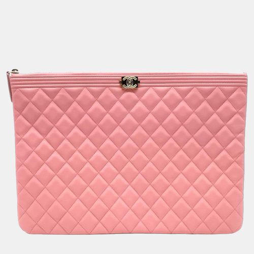 Chanel Pink Lambskin Boy Large Clutch - Chanel - Modalova