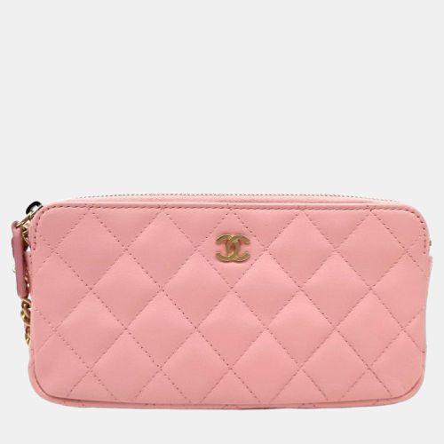 Chanel Pink Leather CC Quilted Double Zip Wallet On Chain - Chanel - Modalova