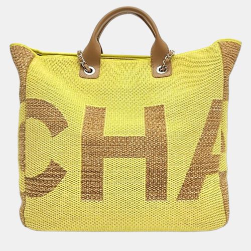 Chanel Yellow Canvas Large Deauville Logo Tote Bag - Chanel - Modalova