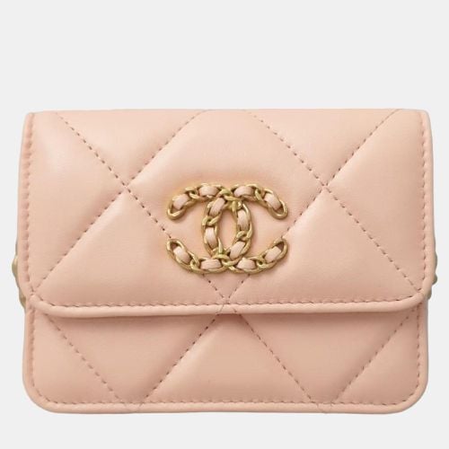 Chanel Pink Leather 19 Chain Coin Purse - Chanel - Modalova