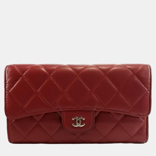 Chanel Red Lambskin Long Wallet - Chanel - Modalova