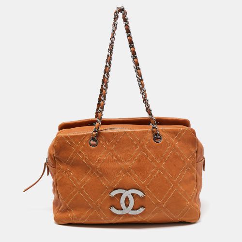 Chanel Tan Leather Triple Compartment Chain Shoulder Bag - Chanel - Modalova