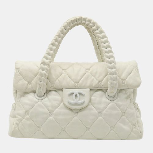 Chanel White Lambskin Leather Woven CC Shoulder Bag - Chanel - Modalova