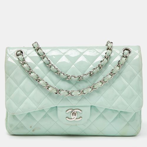 Chanel Green Quilted Patent Leather Jumbo Classic Double Flap Bag - Chanel - Modalova