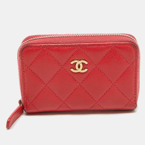 Chanel Red Quilted Caviar Leather Zip Around Coin Purse - Chanel - Modalova