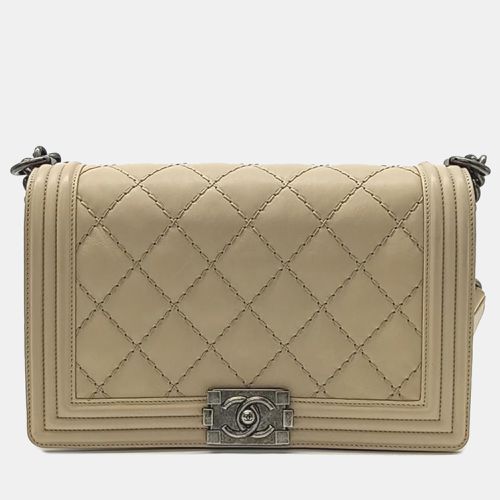 Chanel Beige Leather Medium Stitch Boy Bag - Chanel - Modalova