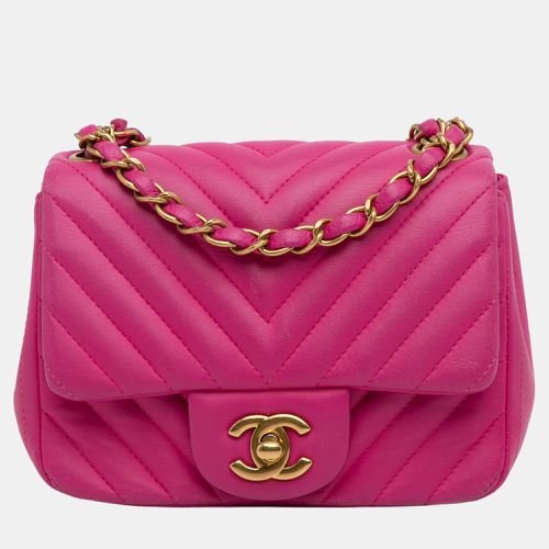 Chanel Pink Mini Square Classic Lambskin Chevron Flap - Chanel - Modalova