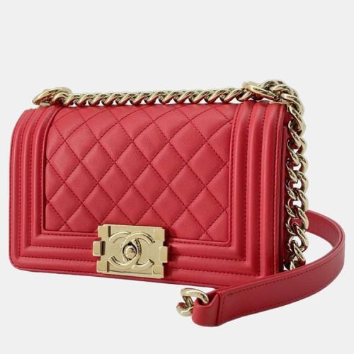 Chanel Red Leather Boy Shoulder Bag - Chanel - Modalova