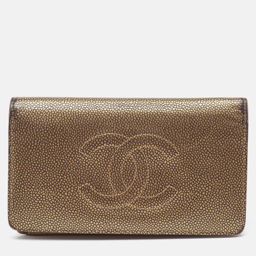 Chanel Gold Leather Timeless CC L Yen Wallet - Chanel - Modalova