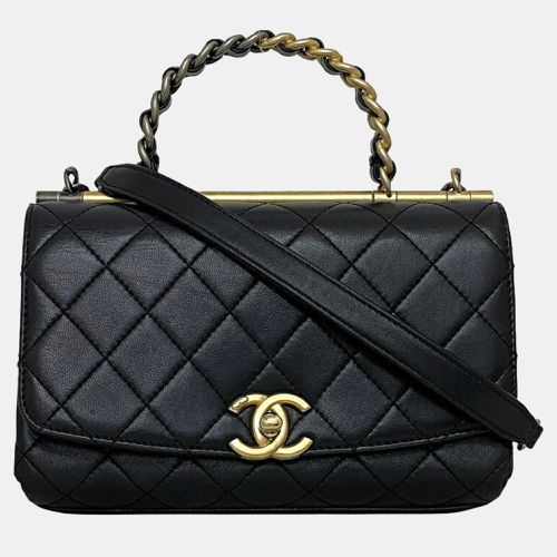 Chanel Black Quilted Lambskin Leather Small Classic Top Handle Flap Bag - Chanel - Modalova