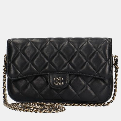 Chanel Black Caviar Quilted Flap Phone Holder With Chain - Chanel - Modalova