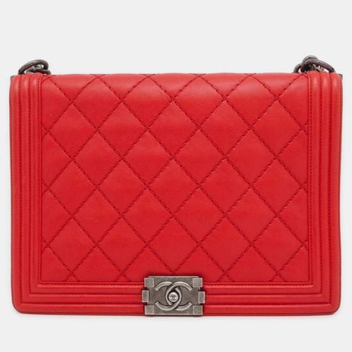 Chanel Red Leather Boy Large Shoulder Bag - Chanel - Modalova