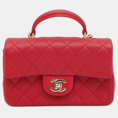 Chanel Red Leather Top handle Flap Bag - Chanel - Modalova