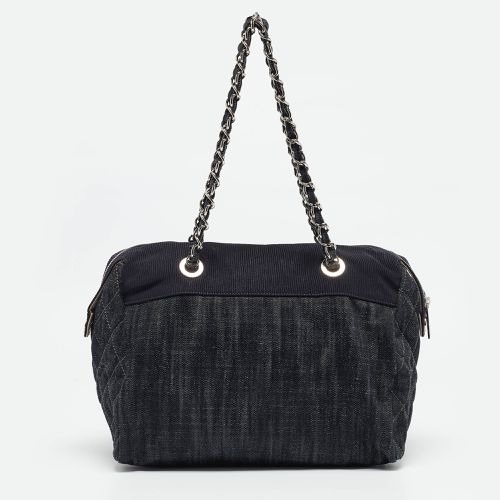 Chanel Dark Blue Quilted Denim Bowler Bag - Chanel - Modalova