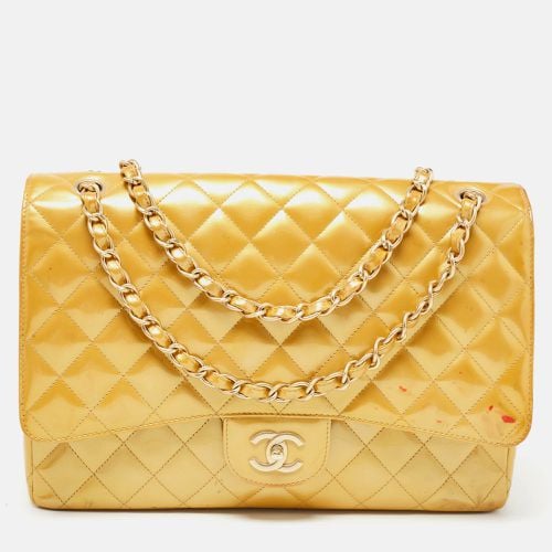 Chanel Gold Quilted Patent Leather Maxi Classic Single Flap Bag - Chanel - Modalova