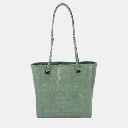 Chanel Green Leather Deauville Tote Bag - Chanel - Modalova