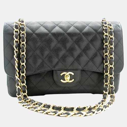 Chanel Black Caviar Leather Large Classic Double Flap Shoulder Bag - Chanel - Modalova