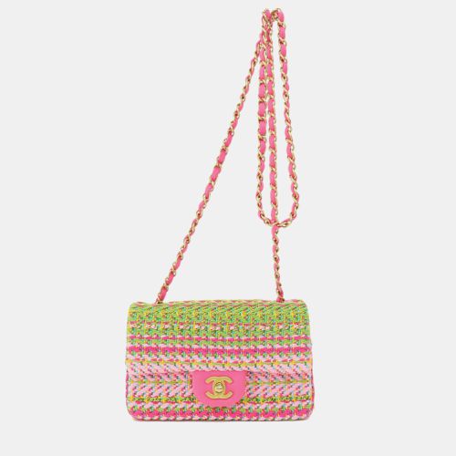 Chanel Pink/Green Cotton Mixed Fibers Woven Mini Rectangular Flap Bag - Chanel - Modalova