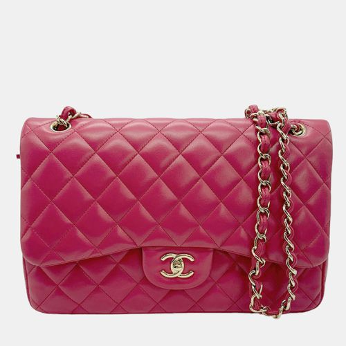 Chanel Pink Lambskin Leather Large Classic Double Flap Shoulder Bag - Chanel - Modalova