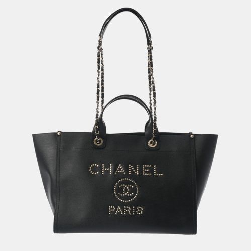 Chanel Black Leather Large Deauville Tote - Chanel - Modalova