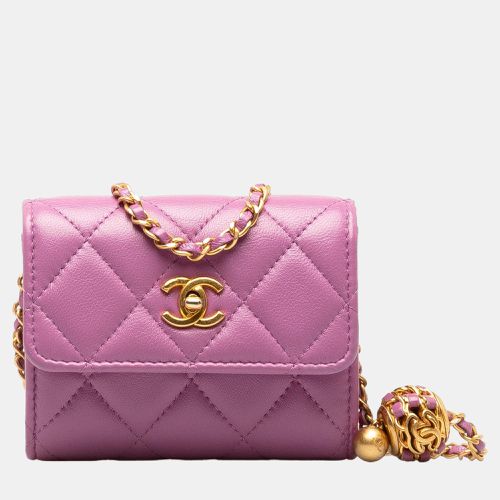 Chanel Purple Mini Lambskin Pearl Crush Flap Clutch with Chain - Chanel - Modalova