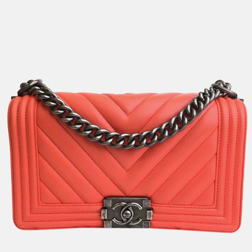 Chanel Orange Leather Medium Boy Shoulder Bag - Chanel - Modalova