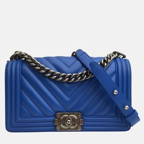 Chanel Blue Leather Medium Boy Shoulder Bag - Chanel - Modalova