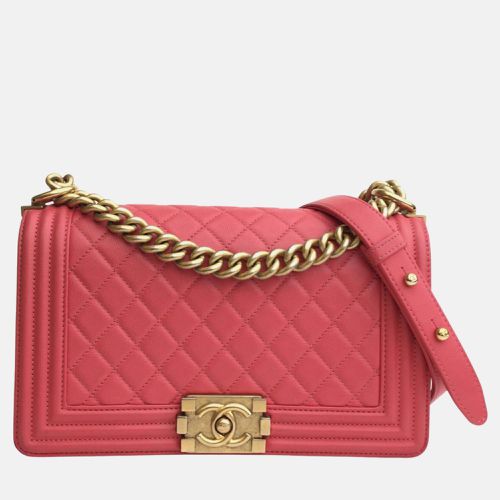 Chanel Pink Leather Quilted Medium Boy Shoulder Bag - Chanel - Modalova