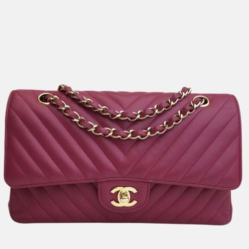 Chanel Dark Pink Leather Small Classic Double Flap Shoulder Bags - Chanel - Modalova