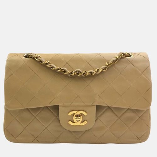 Chanel Beige Lambskin Leather Small Vintage Classic Double Flap Shoulder Bags - Chanel - Modalova