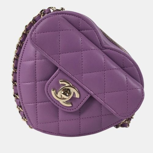 Chanel Purple Leather XS CC In Love Heart Shoulder Bags - Chanel - Modalova