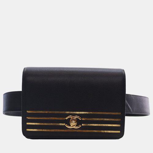 Chanel Black Caviar Leather Captain Gold Waist Bag - Chanel - Modalova