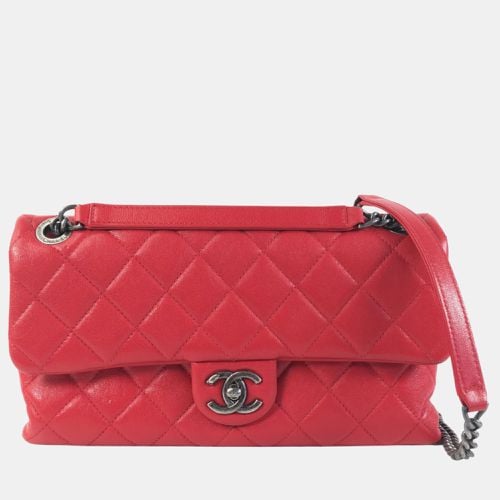 Chanel Red CC Quilted Lambskin Single Flap Bag - Chanel - Modalova