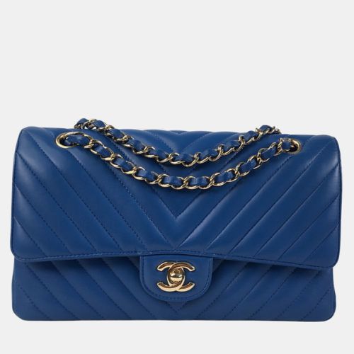 Chanel Blue Lambskin Leather Medium Classic Double Flap Shoulder Bag - Chanel - Modalova