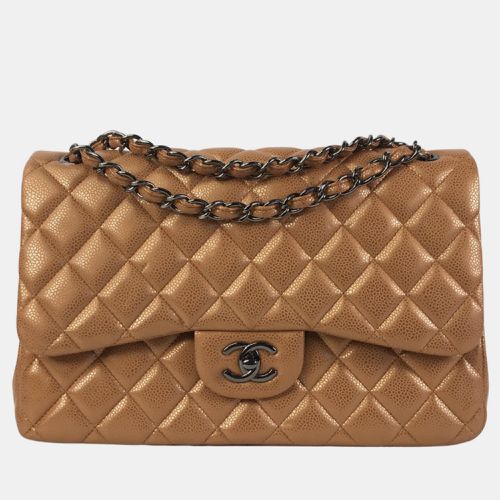 Chanel Bronze Leather Jumbo Classic Double Flap Shoulder Bag - Chanel - Modalova