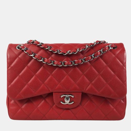 Chanel Red Caviar Leather Jumbo Classic Double Flap Shoulder Bag - Chanel - Modalova