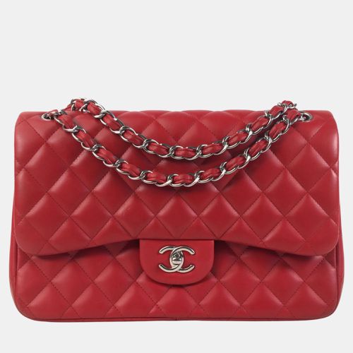 Chanel Red Lambskin Leather Jumbo Classic Double Flap Shoulder Bags - Chanel - Modalova