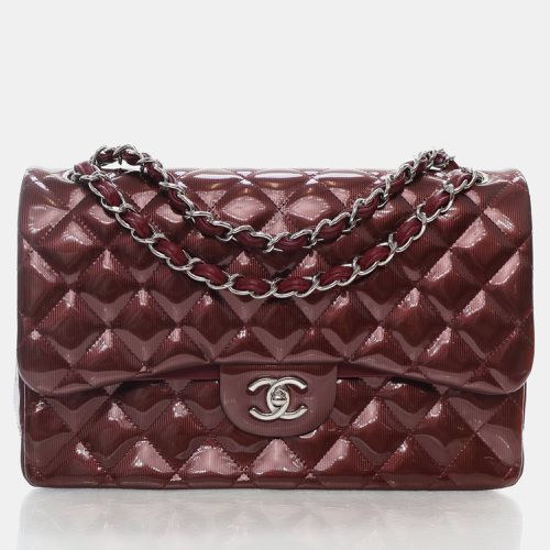 Chanel Burgundy Patent Leather Jumbo Classic Double Flap Shoulder Bag - Chanel - Modalova