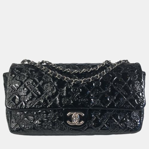 Chanel Black Patent Vinyl Embossed Lucky Symbols Jumbo Single Flap Bag - Chanel - Modalova