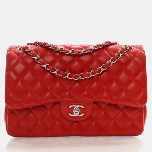 Chanel Red Lambskin Leather Jumbo Classic Double Flap Shoulder Bag - Chanel - Modalova