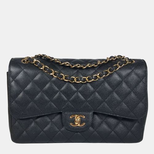 Chanel Black Caviar Leather Jumbo Classic Double Flap Shoulder Bags - Chanel - Modalova